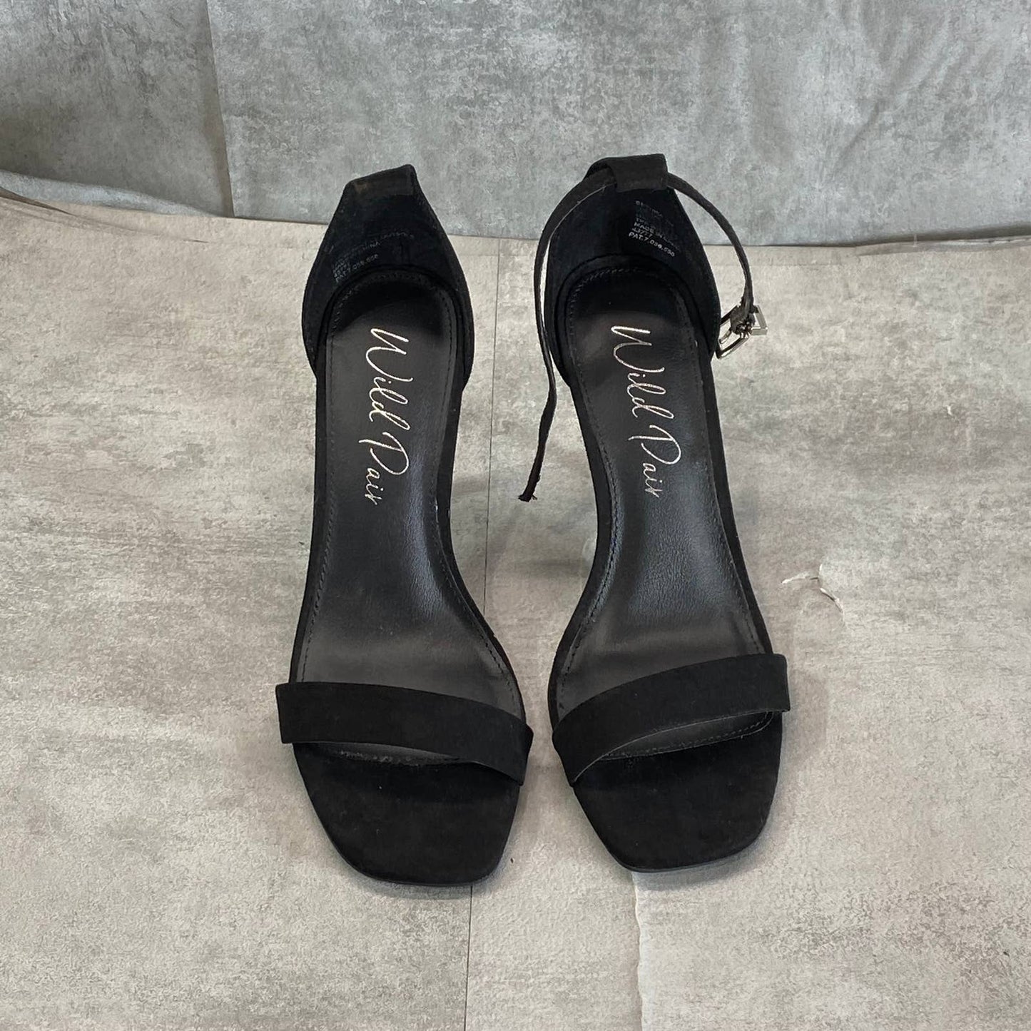 WILD PAIR Women's Black Micro Bethie Square-Toe Two-Piece Dress Sandals SZ 7
