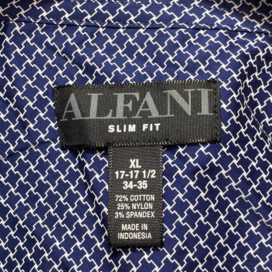 ALFANI Blue Slim-Fit Performance Stretch Long Sleeve Dress Shirt SZ XL