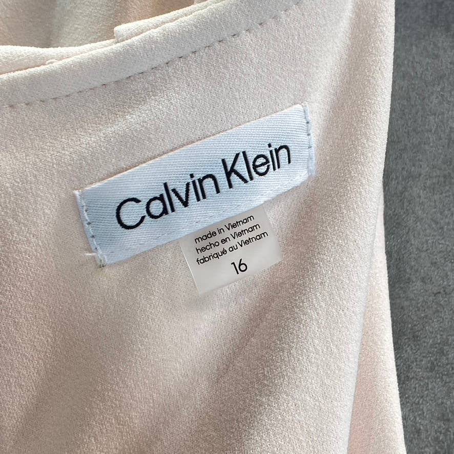 CALVIN KLEIN Women's Blossom Rhinestone-Waist V-Neck Cape-Sleeve Gown SZ 16