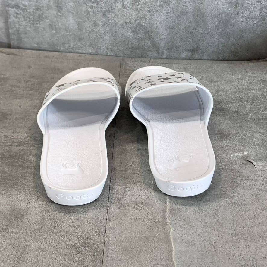 GOATS Big Girl's White/Silver The Slide K Star Print Slide Sandals SZ 2.5
