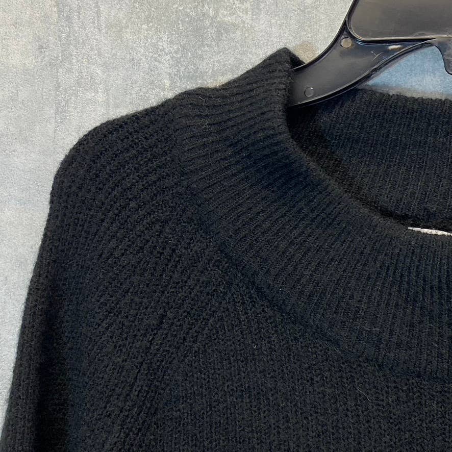 TOPSHOP Women's Solid Black Crewneck Knit Mini Sweater Dress SZ 8-10 (M)