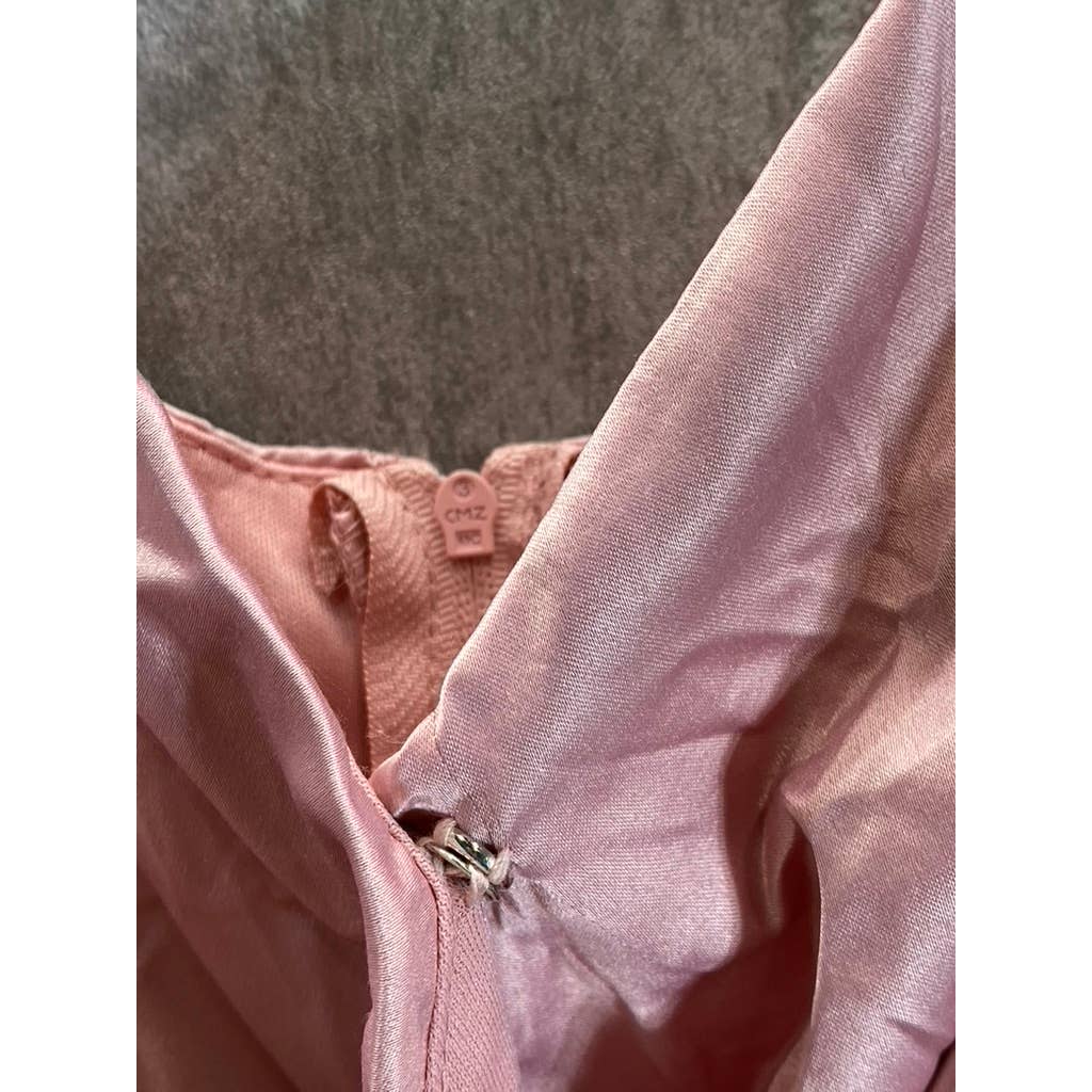 B. DARLIN Juniors' Rose Blush Satin Spaghetti Strap Faux Wrap Tiered Dress SZ5/6