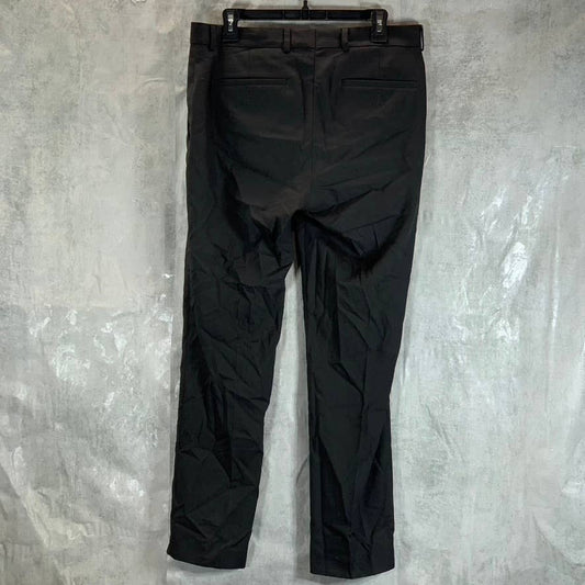 REACTION KENNETH COLE Men's Solid Black Flat Front Dress Pants SZ 33X30