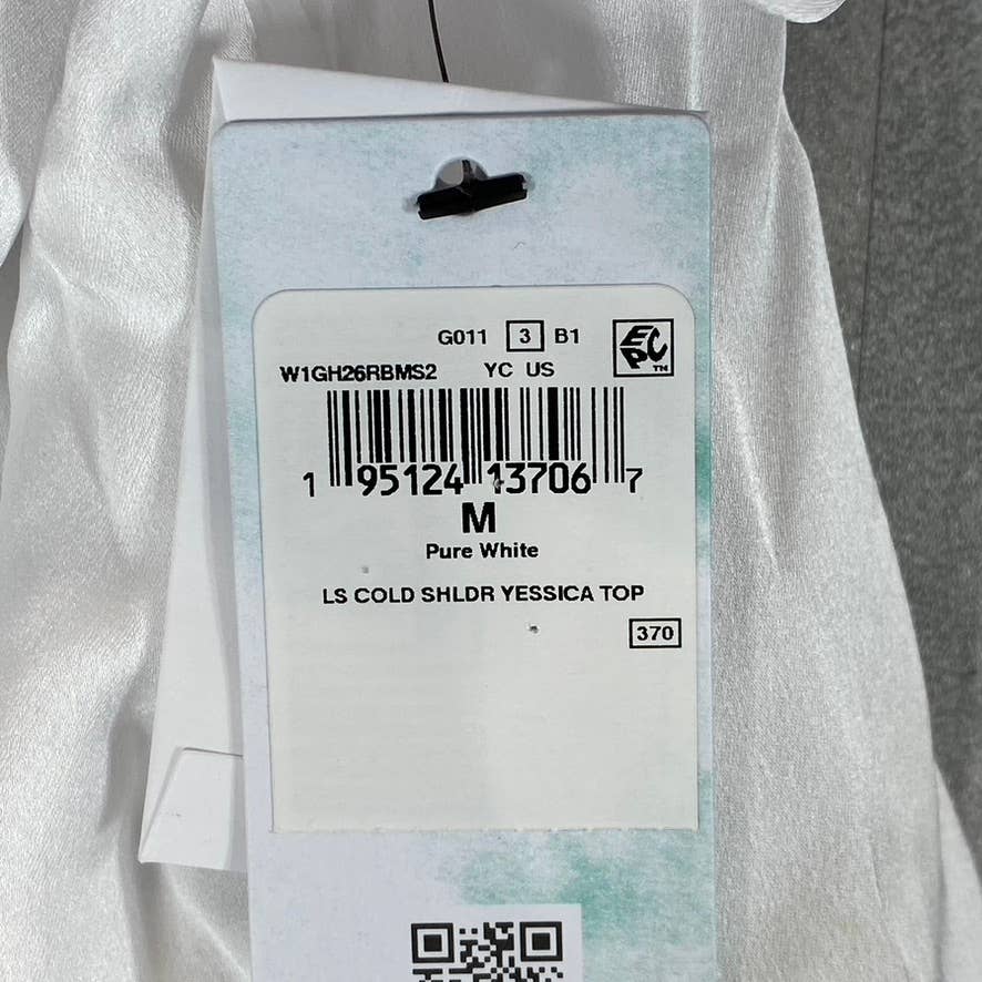 GUESS Women's White Yessica Cold-Shoulder Long-Sleeve Button-Front Top SZ M