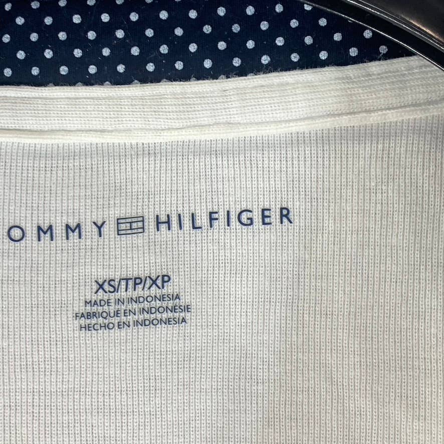 TOMMY HILFIGER Women's Bright White Cotton Polka-Dot Collar Polo Dress SZ XS