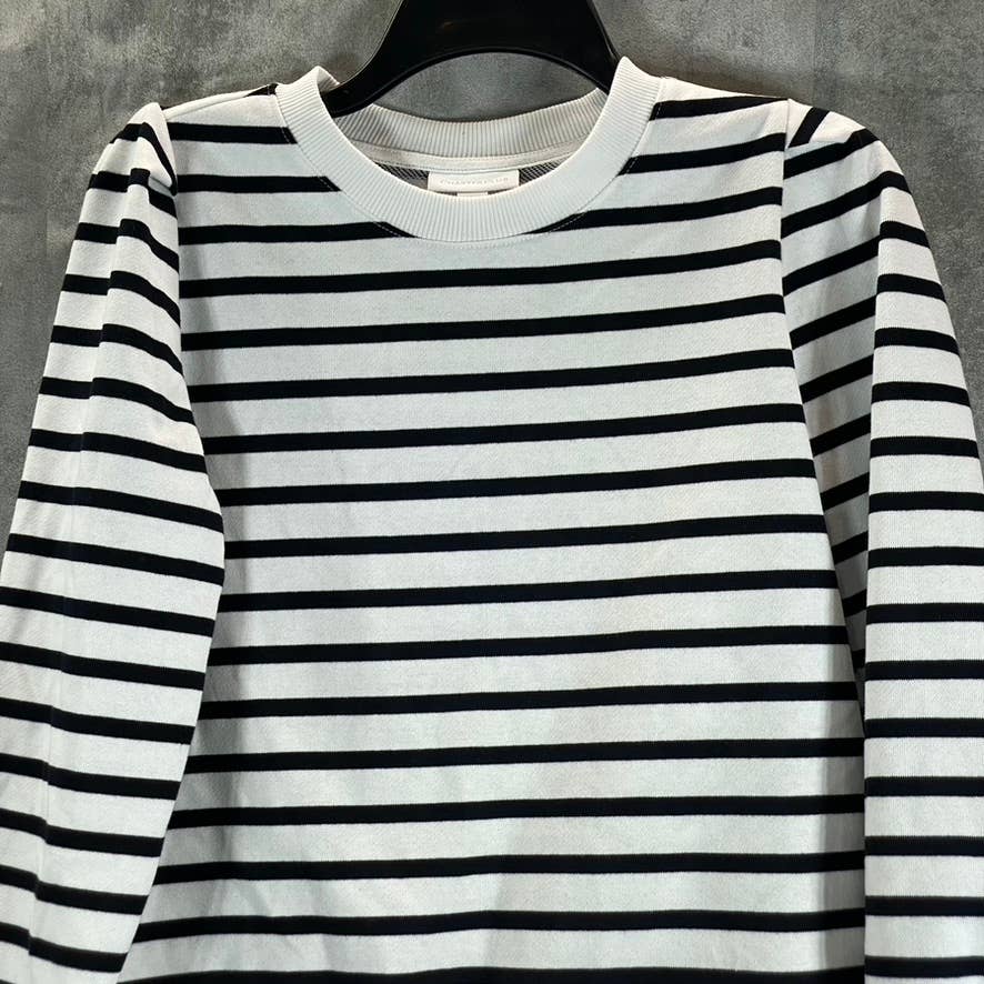 CHARTER CLUB Women's Petite Black-White Striped Sequin-Applique Sweatshirt SZP/M