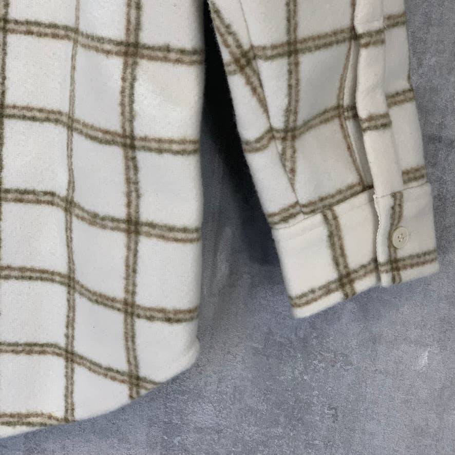 TREASURE & BOND Ivory Carsonpane Plaid Puff Sleeve Shirt Jacket SZ XS