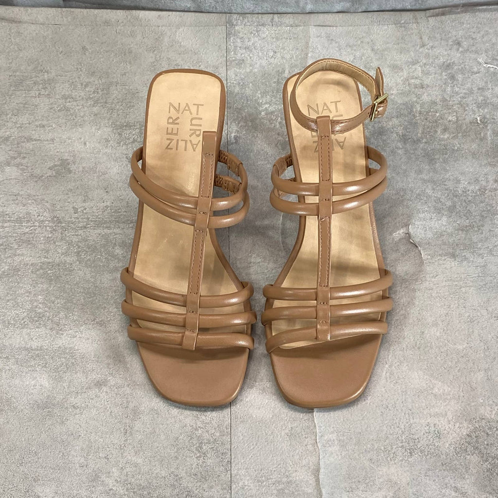 NATURALIZER Women's Cafe Leather Starla Square-Toe Strappy Sandals SZ 6