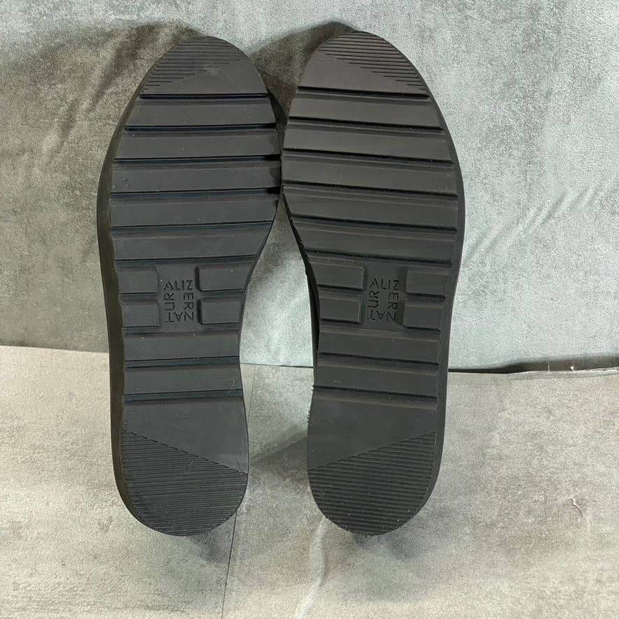 NATURALIZER Women's Black-Creme Zebra Print Chain-Detail Agnes Slip-On Loafers