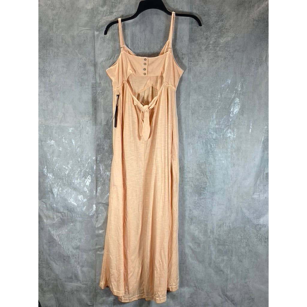 BLACK TAPE Women's Peach Twist V-Neck Textured Empire-Waist Midi Dress SZ L