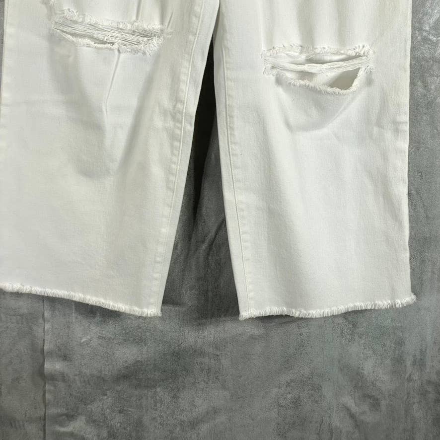 STYLE & CO Women's Bright White High-Rise Destructed Wide-Leg Cropped Jeans SZ14