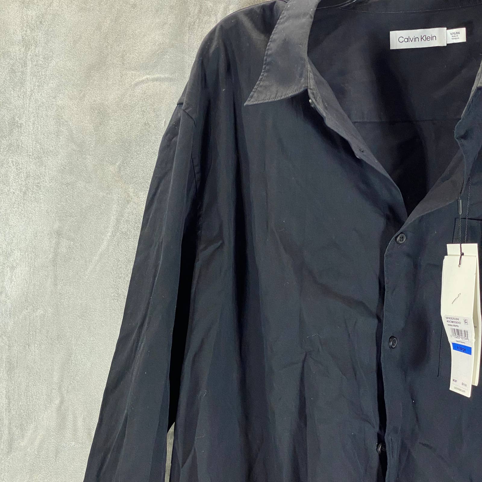 CALVIN KLIEN Men's Black Beauty Solid Patch Pocket Button-Down Easy Shirt SZ XL
