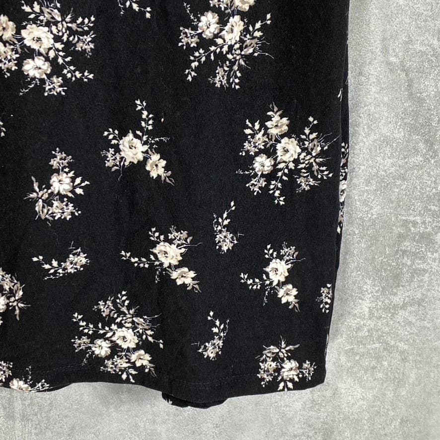 ULTRA FLIRT Juniors' Black Floral-Print V-Neck Faux-Wrap Bodycon Mini Dress SZXL