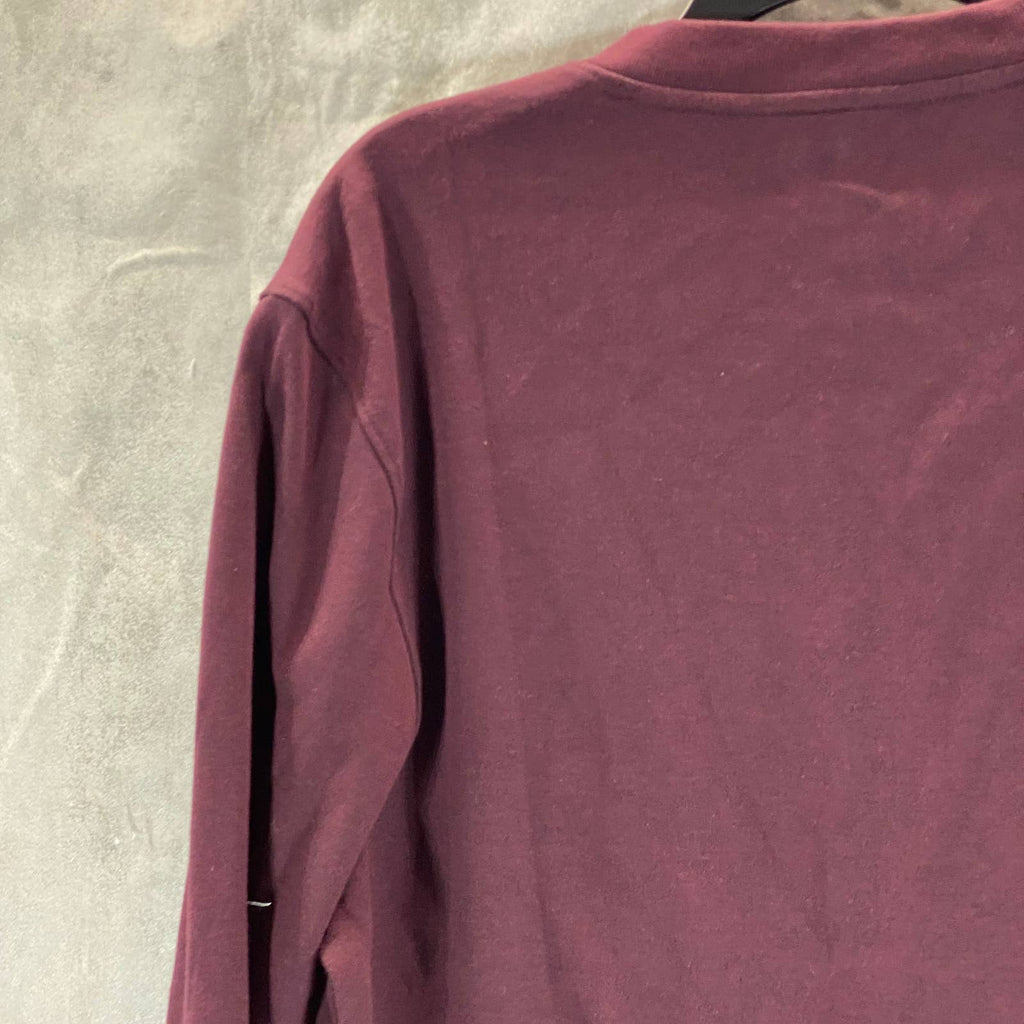 ALFANI Men's Port Heather Baseball Ottoman Quarter-Zip Stretch Sweatshirt SZ L