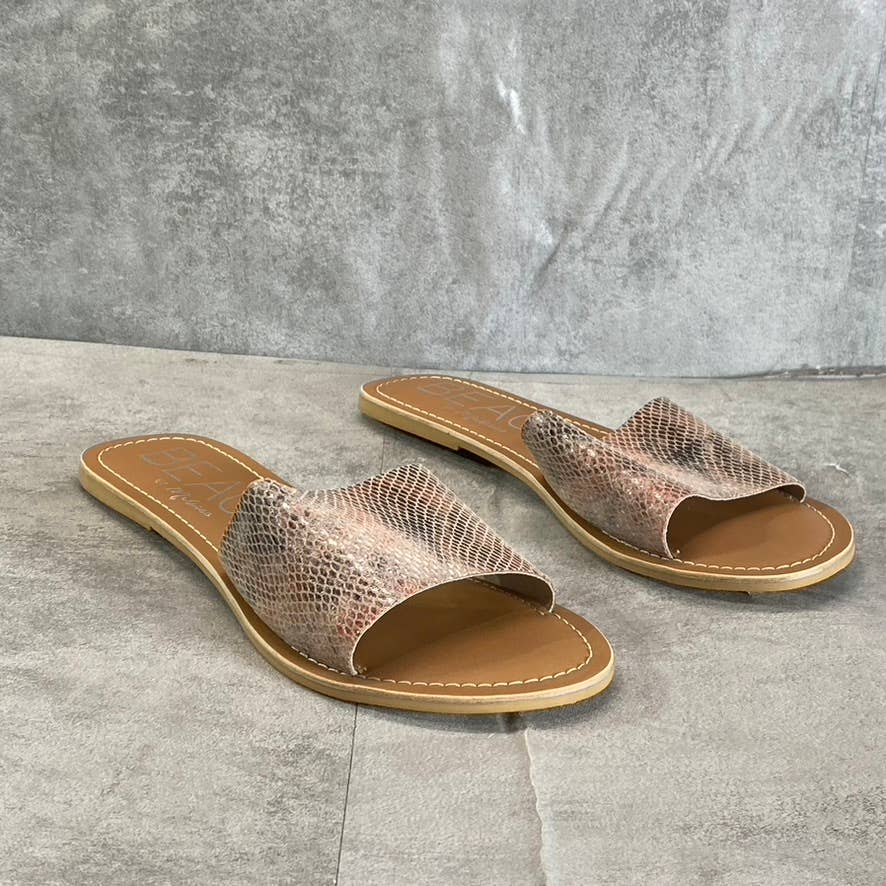 BEACH By MATISSE Women's Blush Snake Embossed Leather Cabana Cushioned Slide