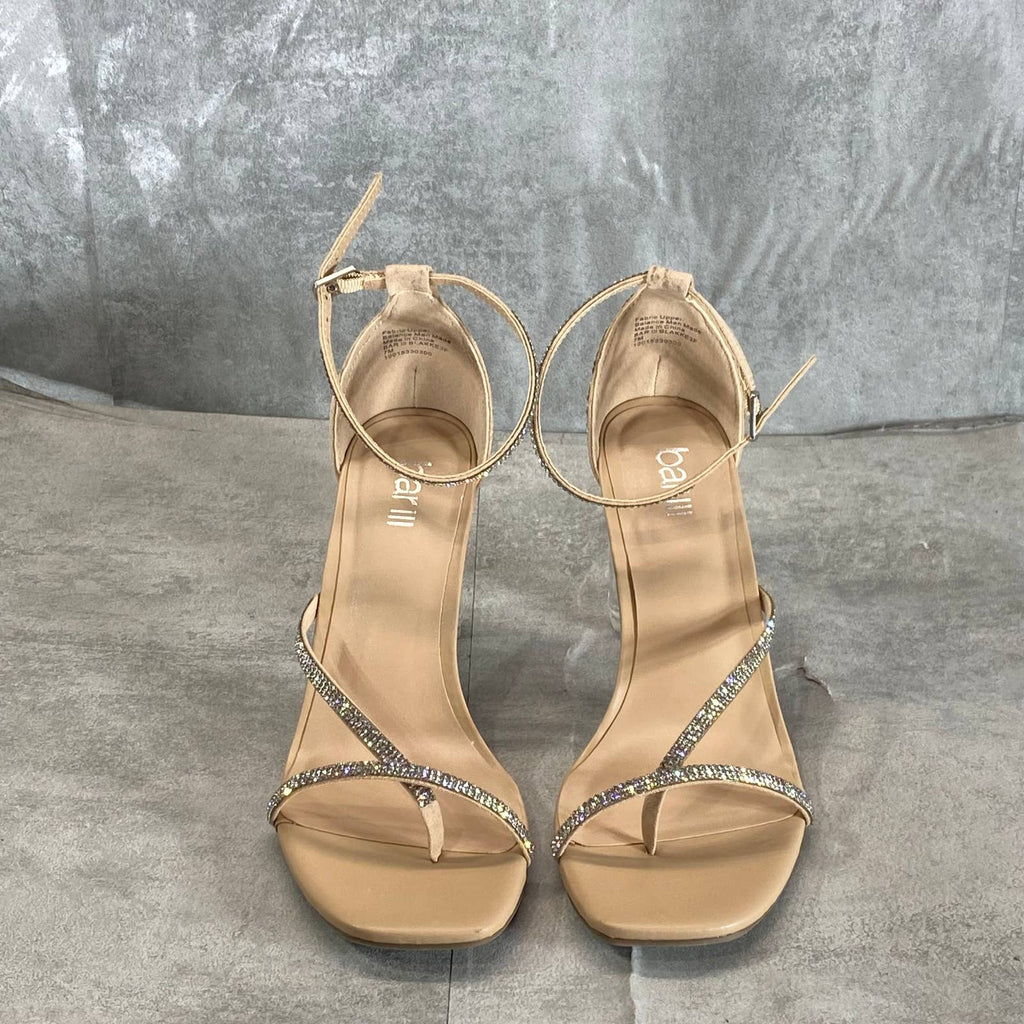 BAR III Women's Silver Bling Rhinestone Blakke Square-Toe Sandals SZ 7