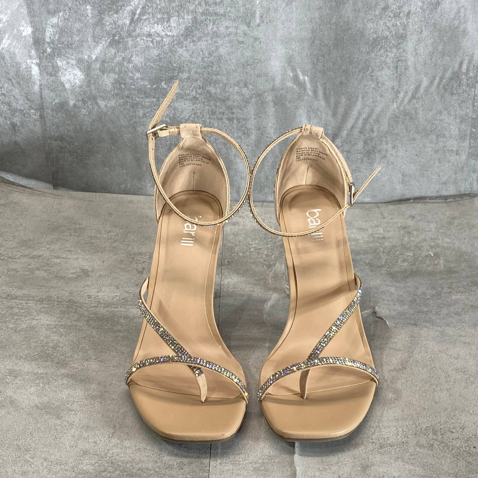 BAR III Women's Silver Bling Rhinestone Blakke Square-Toe Sandals SZ 7