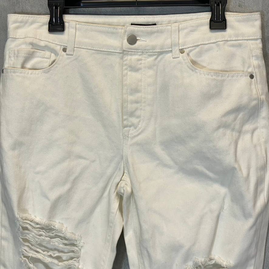 AFRM Women's White Luisa Distressed High-Rise Ankle Crop Skinny Denim Jeans SZ28