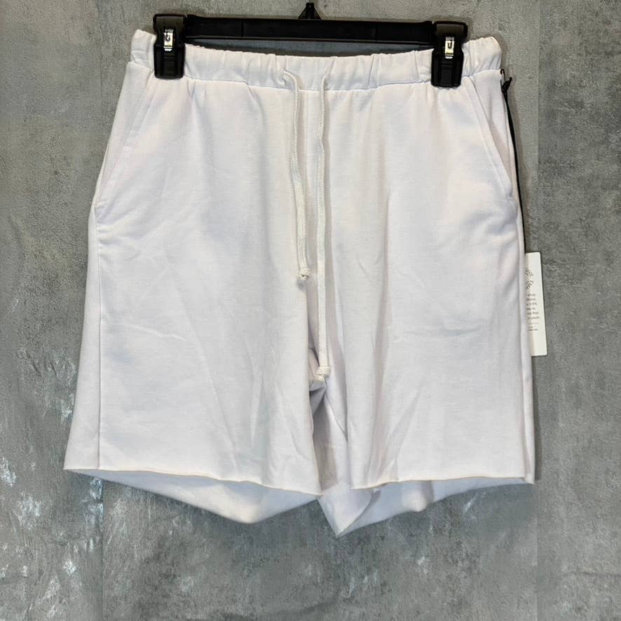 TREASURE & BOND Women's White Raw Hem Drawstring Waist Pull-On Sweat Shorts SZ S