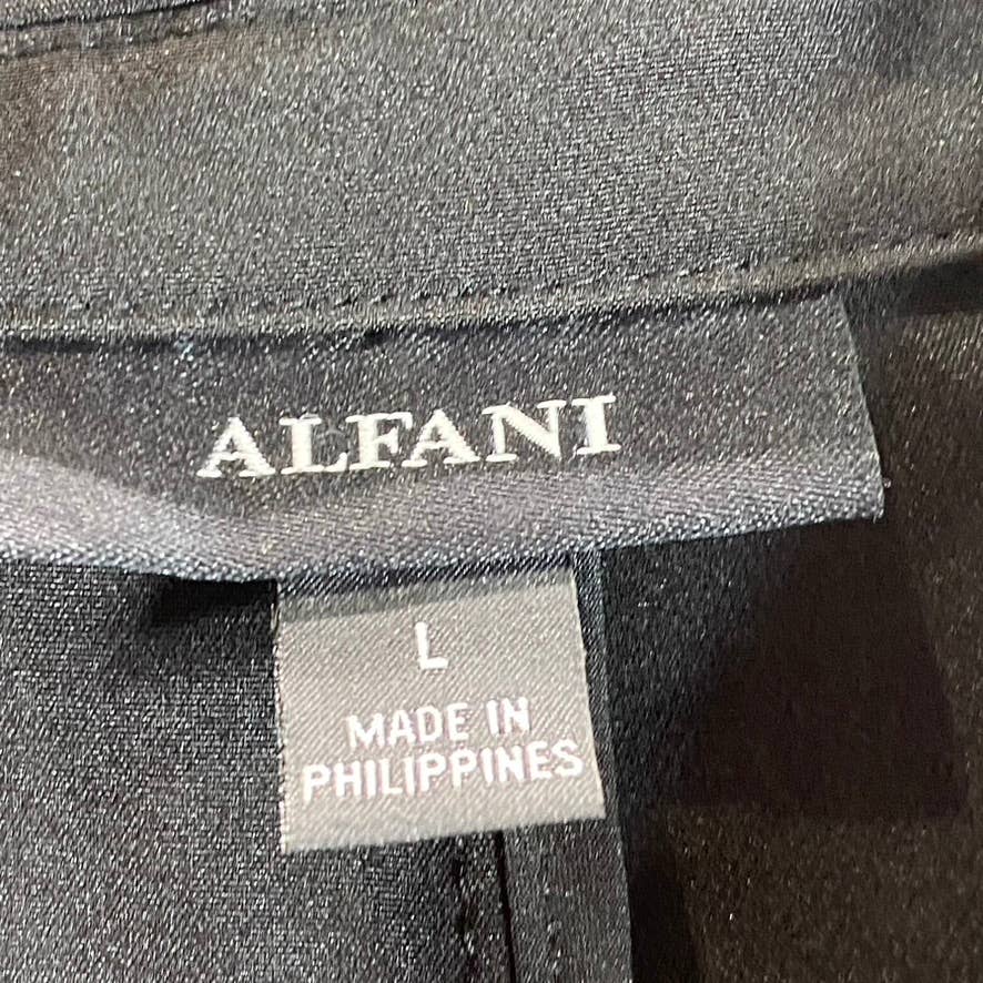 ALFANI Women's Deep Black One-Button Lapel Collar Long-Sleeve Blazer SZ L