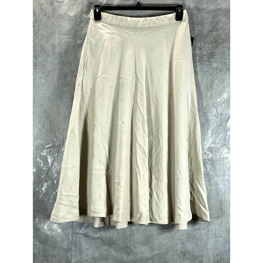 ALFANI Women's Oatmeal Elastic Waist Pocketed Pull-On Midi Skirt SZ 10