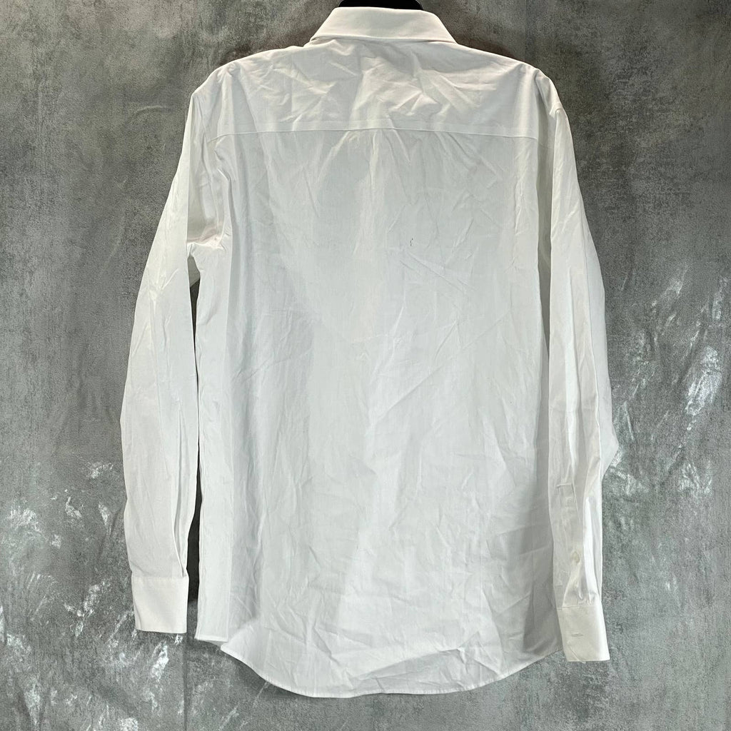 ALFANI Men's White Slim-Fit 2-Way Stretch Button-Up Long-Sleeve Dress Shirt SZ L