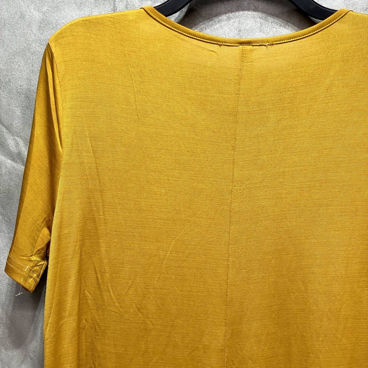 24SEVEN COMFORT APPAREL Mustard Criss Cross Neckline Short Sleeve T-Shirt Dress SZ L