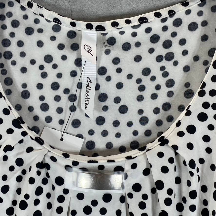 NY COLLECTION Women's Pristine White Icemoon Scoopneck Balloon Short Sleeve Top