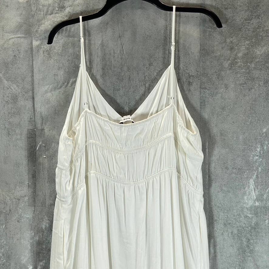 AND NOW THIS Women's Cream V-Neck Cutout Adjustable Strap Tiered Maxi Dress SZXL