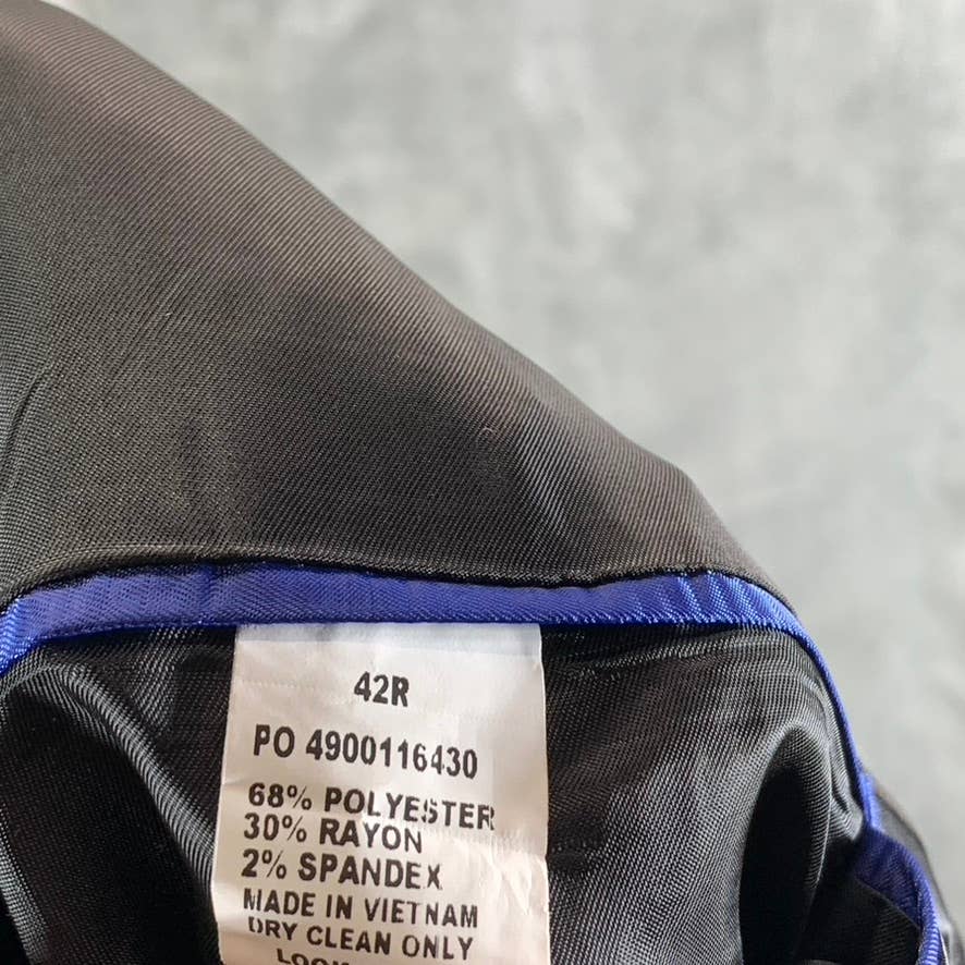 REACTION KENNETH COLE Men's Solid Black Techni-Cole Slim-Fit Suit Jacket SZ 42R