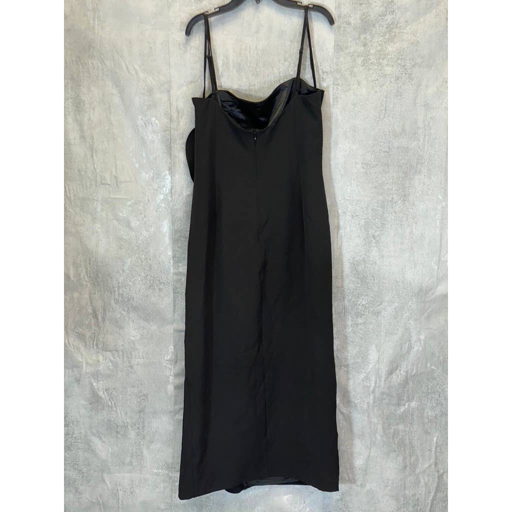 BARDOT Women's Sloid Black Rona Spaghetti Strap Square-Neck Ruffle Slit Dress SZ 12