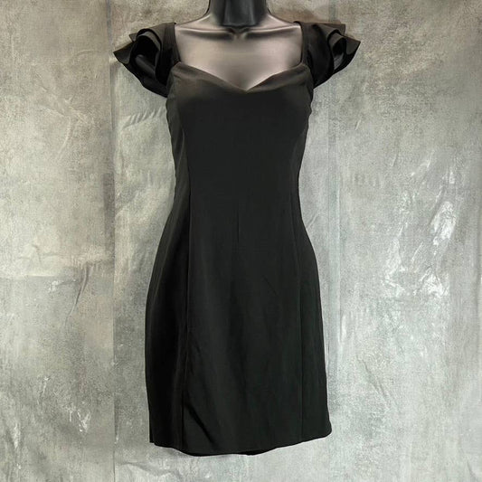 CITY STUDIO Juniors' Black Ruffle Cap-Sleeve x-Back Sheath Mini Dress SZ 15