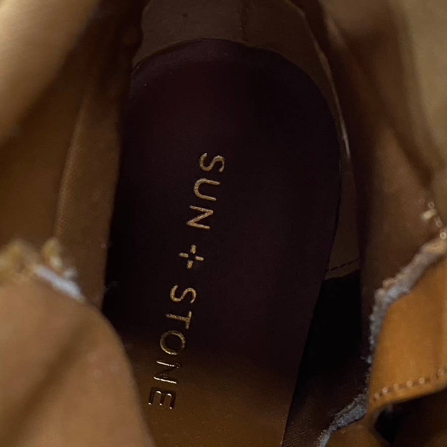 SUN+STONE Women's Chestnut Romina Lug-Sole Block-Heel Lace-Up Hiker Booties SZ10