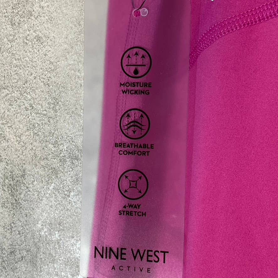 NINE WEST Women's Pink Beauty Crapped Zipper Hem Pull-On Stretch High-Waist Active Leggings SZ L