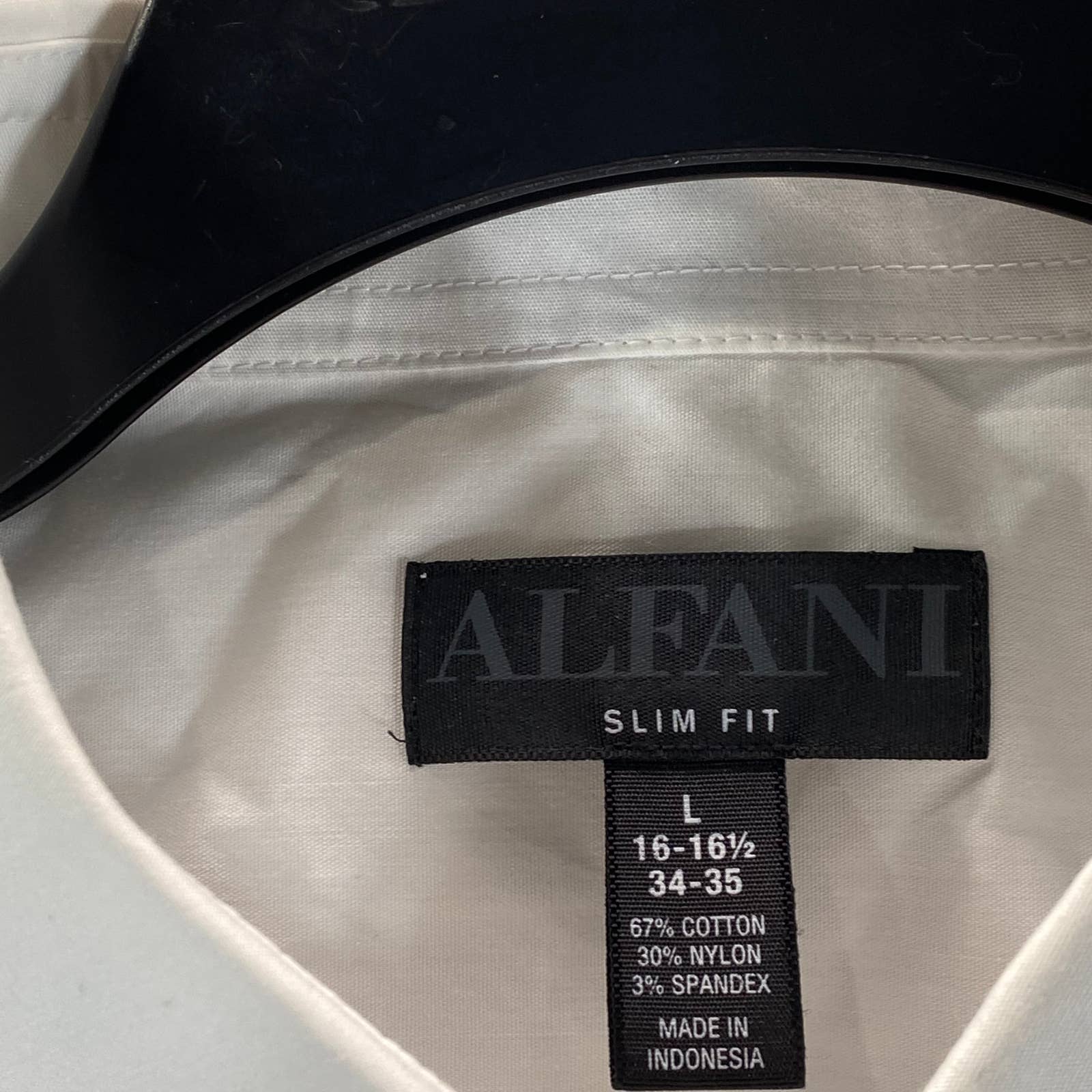 ALFANI Men's White Slim-Fit 2-Way Stretch Button-Up Long-Sleeve Dress Shirt SZ L