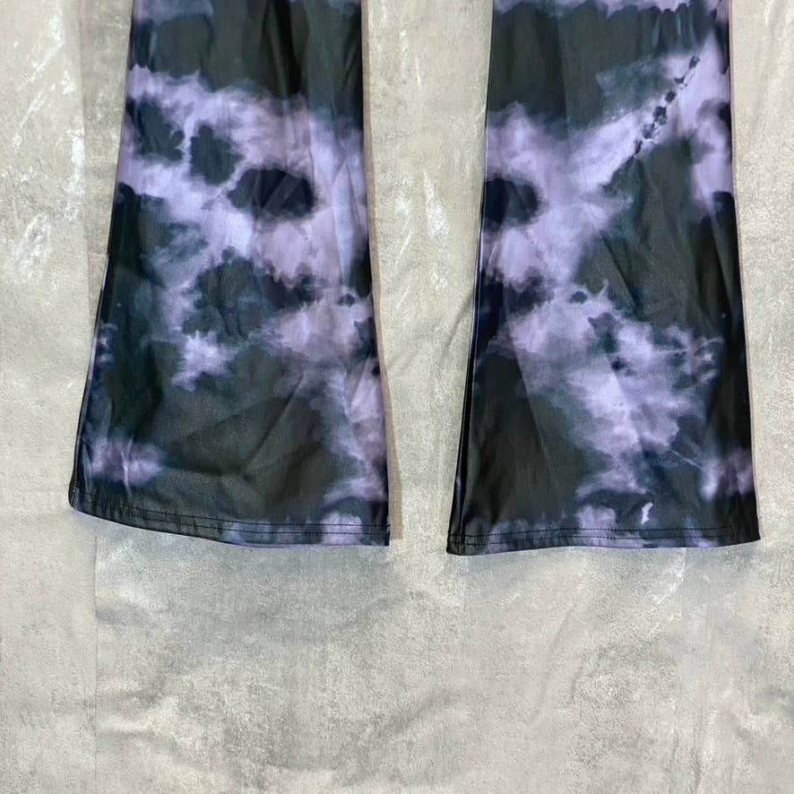TOPSHOP Petite Black/Purple Tie-Dye Wide Leg Pull-on Pants SZ 2