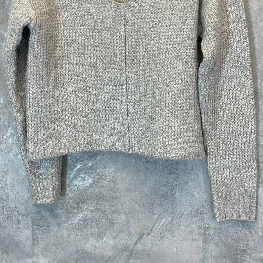 BP. Women's Grey Medium Heather Weekend V-Neck Long Sleeve Rib Knit Sweater SZ XXS