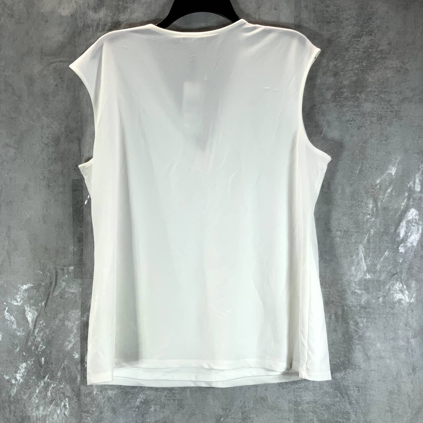 CALVIN KLEIN Women's Soft White V-Neck Hardware Sleeveless Top SZ XL