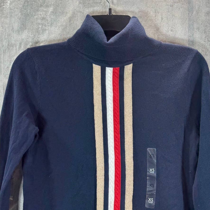 TOMMY HILFIGER Women's Sky Captain Stella Striped Cotton Turtleneck Sweater SZXS