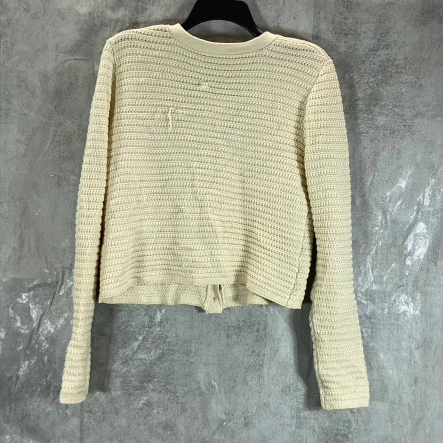 AND NOW THIS Women's Bone V-Neck Knit Dolman Long Sleeve Cardigan SZ M