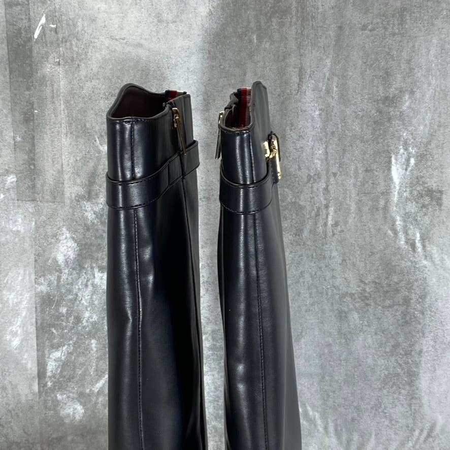 TOMMY HILFIGER Women's Black Inezy Almond-Toe Block-Heel Tall Riding Boots SZ 10