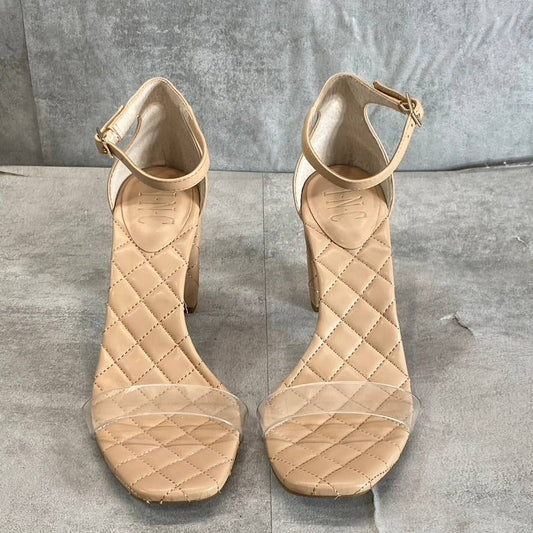 INC INTERNATIONAL CONCEPTS Women’s Nude Quilted Lexini Two-Piece Block-Heel Sandals SZ8