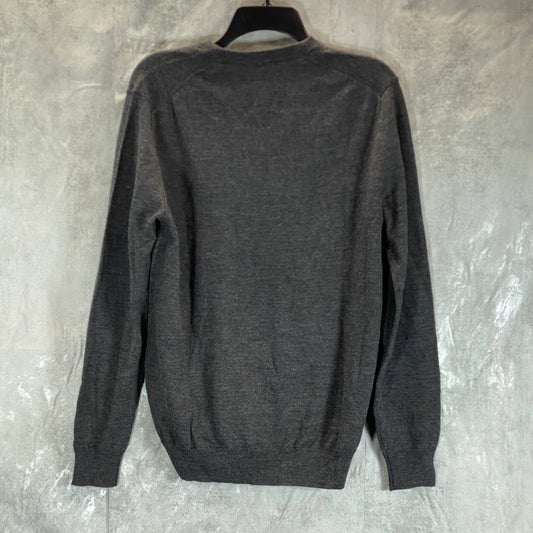 CLUB ROOM Men's Charcoal Solid Regular-Fit Merino Wool V-Neck Sweater SZ S