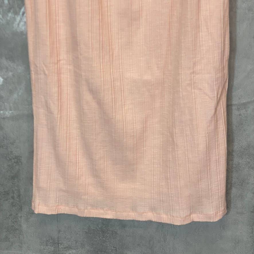 BELLEVUE THE LABEL Women's Nude Pink Rita Bow Short Sleeve Bodice Knit Midi Dress SZ L
