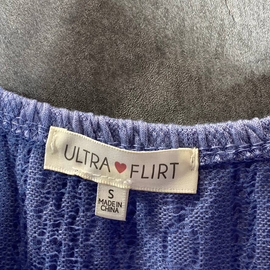 ULTRA FLIRT Juniors' Purple Impression Knit Round-Neck Bodycon Mini Dress SZ S