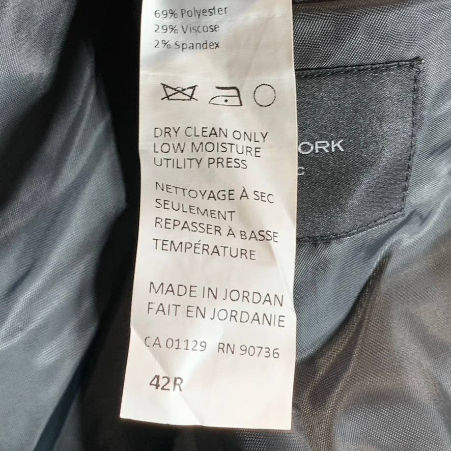 MARC NEW YORK Men's Charcoal Plaid Modern-Fit Two-Button Suit Jacket SZ 42R