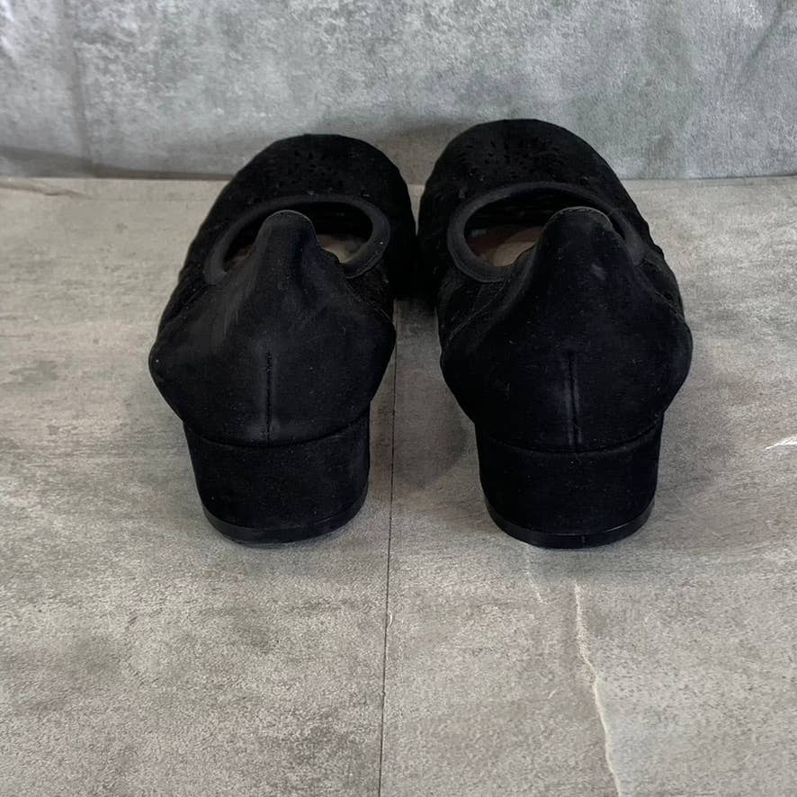 DAVID TATE Women's Narrow Black Leather Proud Perforated Cushioned Pumps SZ 8.5N