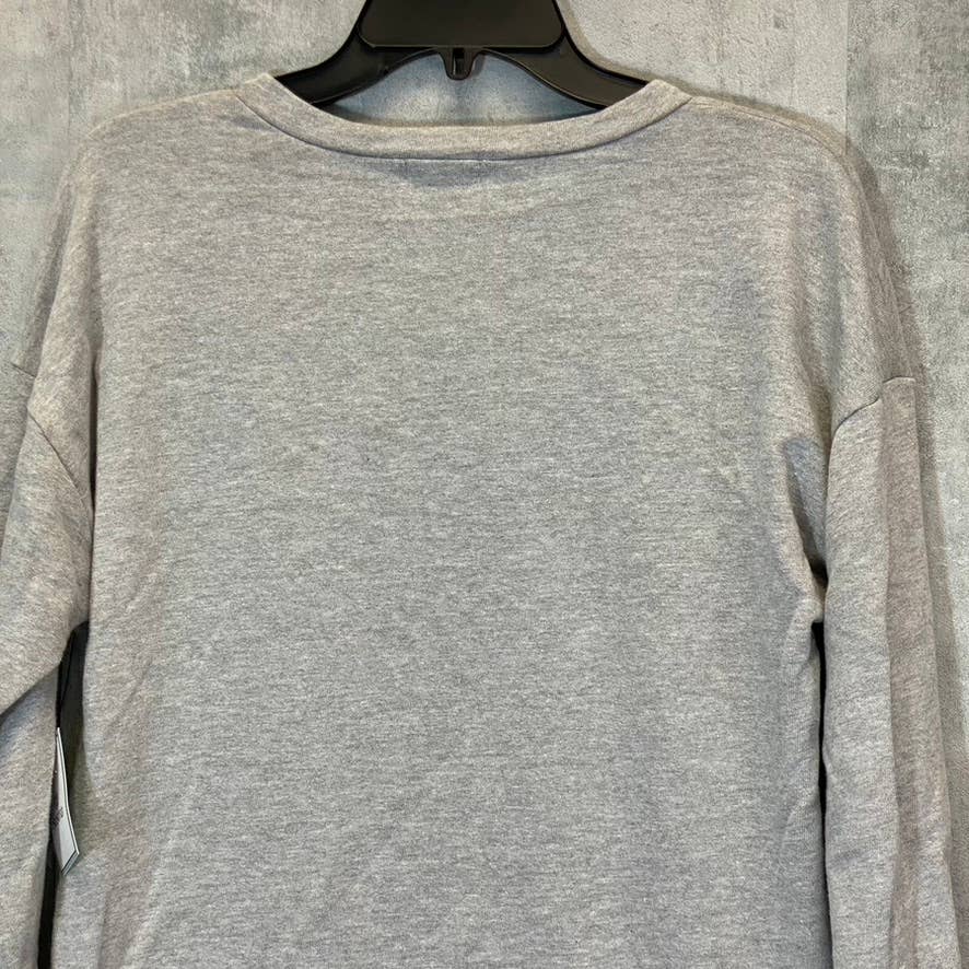 SUSINA Women's Grey Light Heather Raw Ruffle Hem Crewneck Sweater Dress SZ M