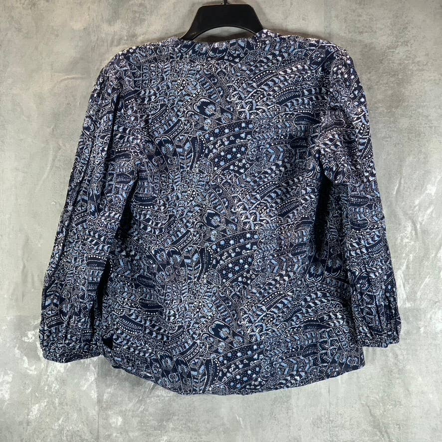 INC INTERNATIONAL CONCEPTS Blue Printed Button-Up Top SZ M