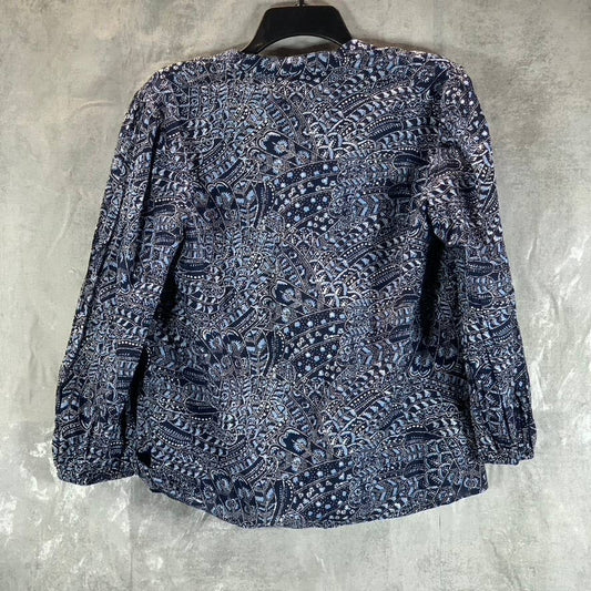 INC INTERNATIONAL CONCEPTS Blue Printed Button-Up Top SZ M